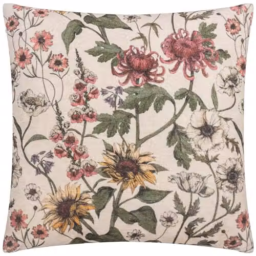 Wylder Nature Wallflower Floral Cotton Velvet Cushion, Multicolour, W/D/H: 50 x 50 x 50 cm – 2