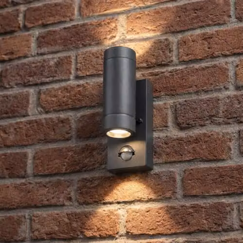 CGC Lighting Valentine Dark Grey Outdoor Double Wall Light with PIR Motion Sensor and Up and Down Lighting – 3