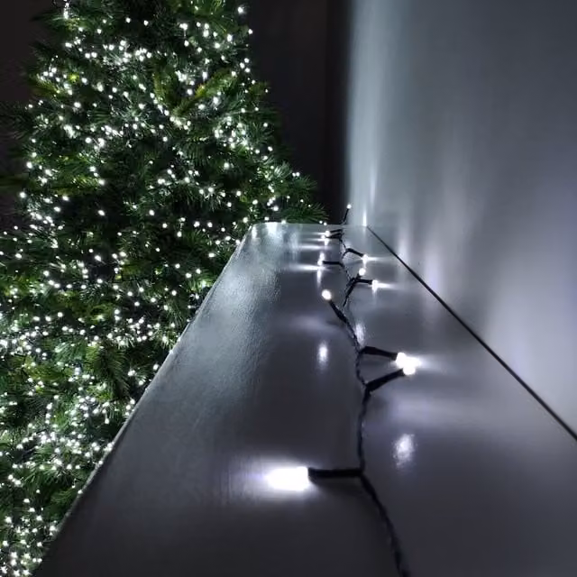 Premier Decorations SupaBrights LED Christmas String Lights, 200 LED, 16m, Cool White, with Timer, Mains Operated
