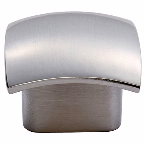Loops 2 Pack Convex Face Cupboard Door Knobs in Brushed Silver, W: 33 mm, D: 30.5 mm – 2