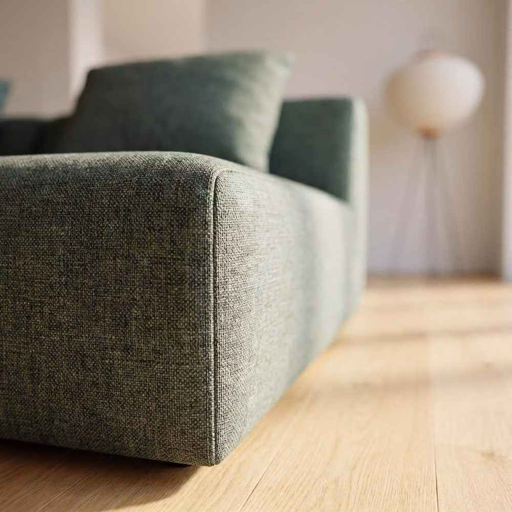 Abakus Direct Tokyo Right Corner Seat in Green and Grey Brushed Tweed Fabric with Deep Seat – 4