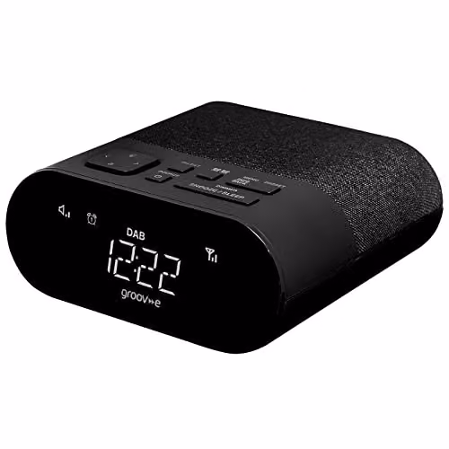 Groov-e Roma DAB and FM Radio Alarm Clock with USB Charging Port - Black – 1