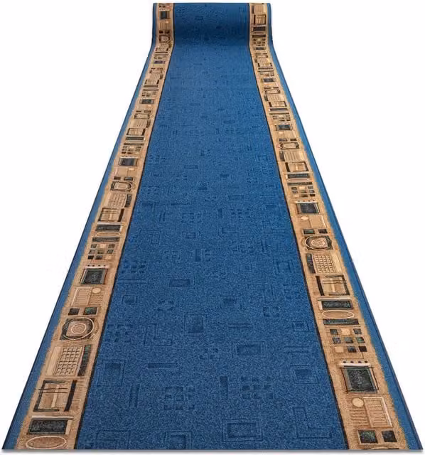 RugsX Jena Anti-Slip Runner in Blue, W 120 cm x D 140 cm – 1