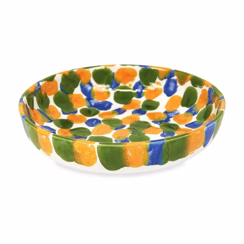 Verano Spanish Ceramics Petalo Hand Painted Ceramic Shallow Serving Bowl, Blue, Diameter: 23 cm – 2