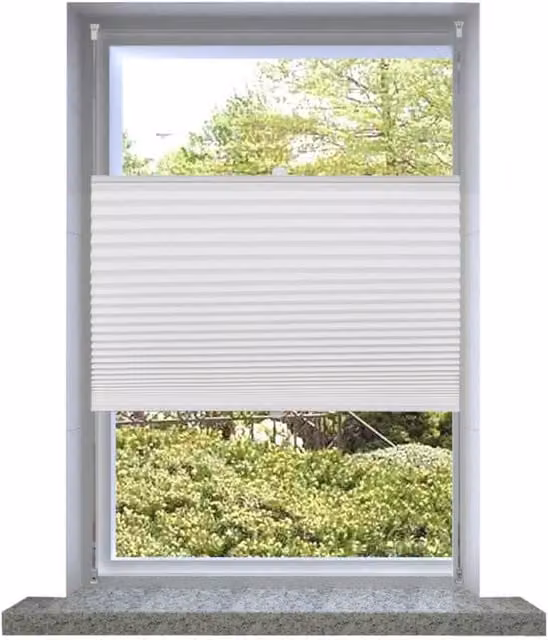 Berkfield Home White Single Pleat Plisse Blind, W: 40 cm, H: 200 cm