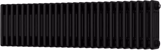 Alpha 4 Column Radiator in Black with Feet Included, Width: 116.4 cm