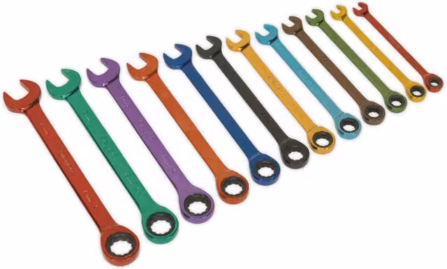 Loops 12pc Multicolour Combination Ratchet Spanner Kit, Chrome Vanadium and Stainless Steel – 1