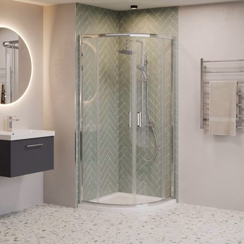Balterley Quadrant Corner Shower Enclosure with 6mm Toughened Safety Glass in Silver and Chrome, W: 800mm, H: 1850mm – 2