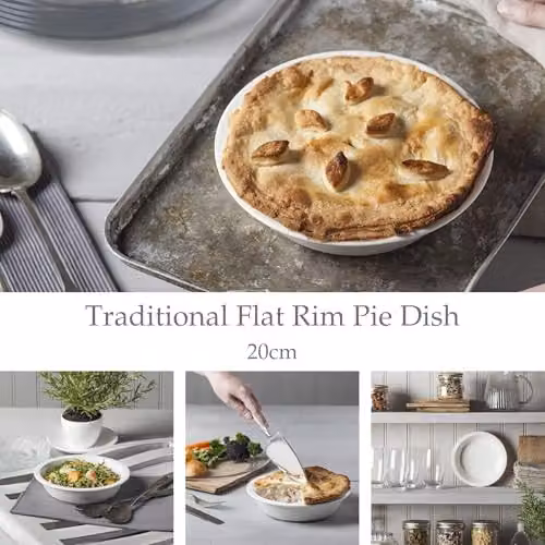 WM Bartleet & Sons White Porcelain Round Pie Dish, 20cm – 4