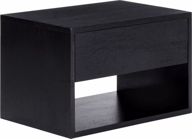 MH London Scandinavian Wall Mounted Wood Bedside Nightstand in Black