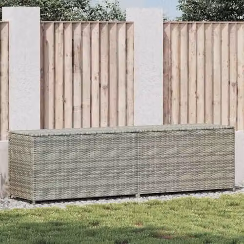 vidaXL Grey Poly Rattan Garden Storage Box W/D/H: 200 x 50 x 60 cm – 2