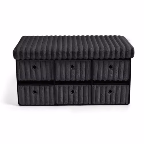 GC GAVENO CAVAILIA Large Storage Box Ottoman Footstool in Anthracite, W/D/H: 76 x 35 x 35 cm – 1