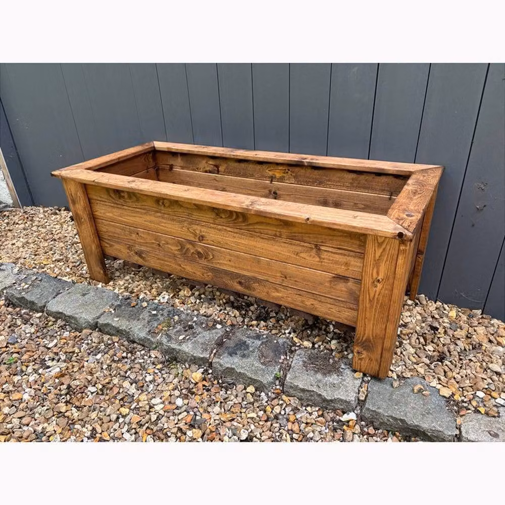 Charles Taylor Extra Large Wooden Trough Planter Multi Pack of 2, Light Brown – 2