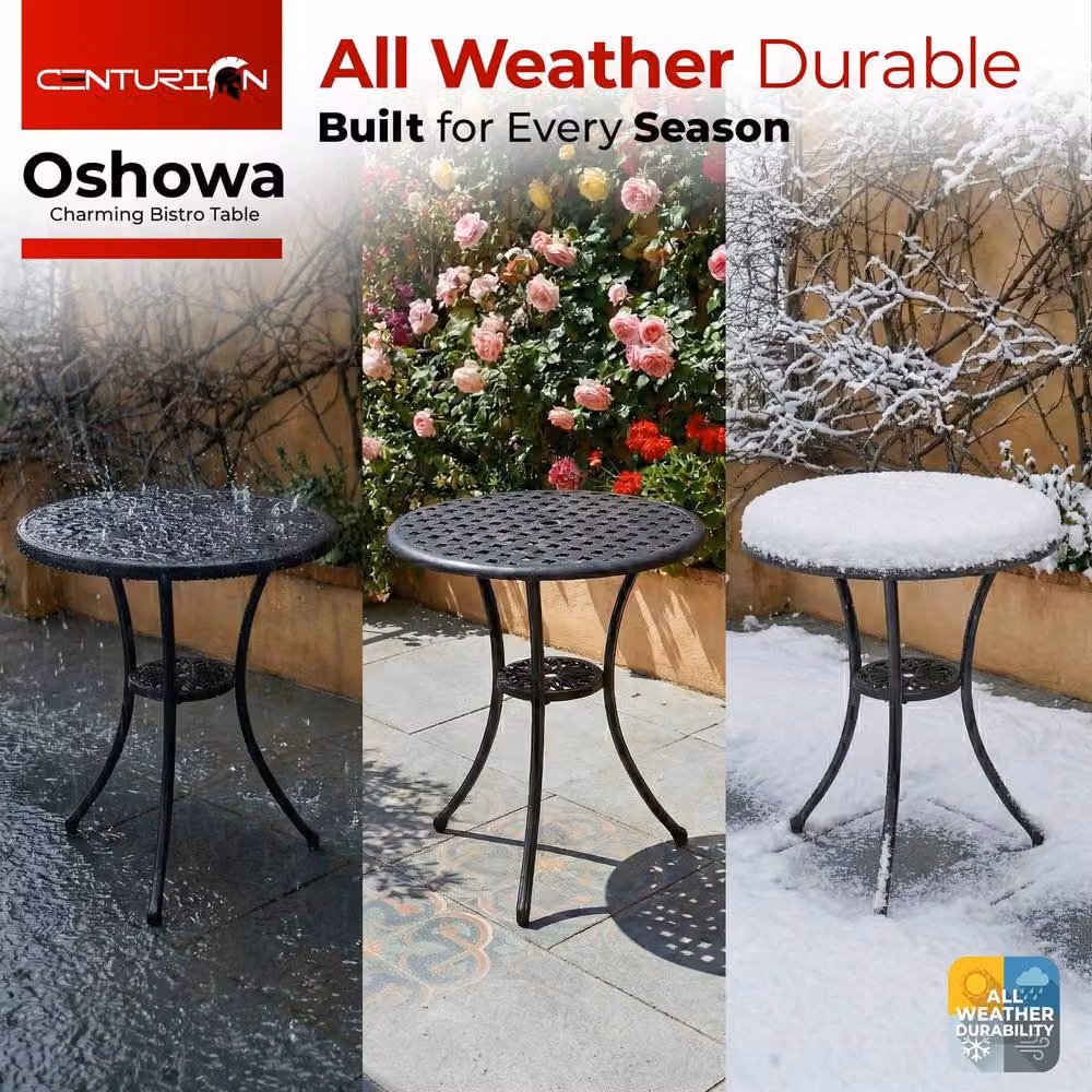 Centurion Supports OSHOWA Cast Aluminium Garden and Patio Bistro Table in Black, W/D/H: 70 x 70 x 68.5 cm – 5