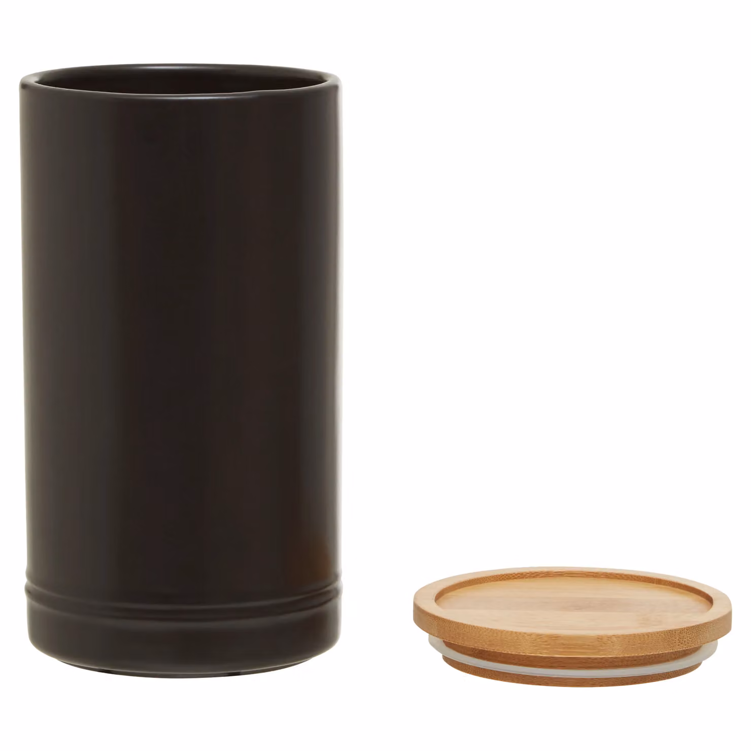 Orsina Black Stoneware Airtight Canister with Bamboo Lid – 3