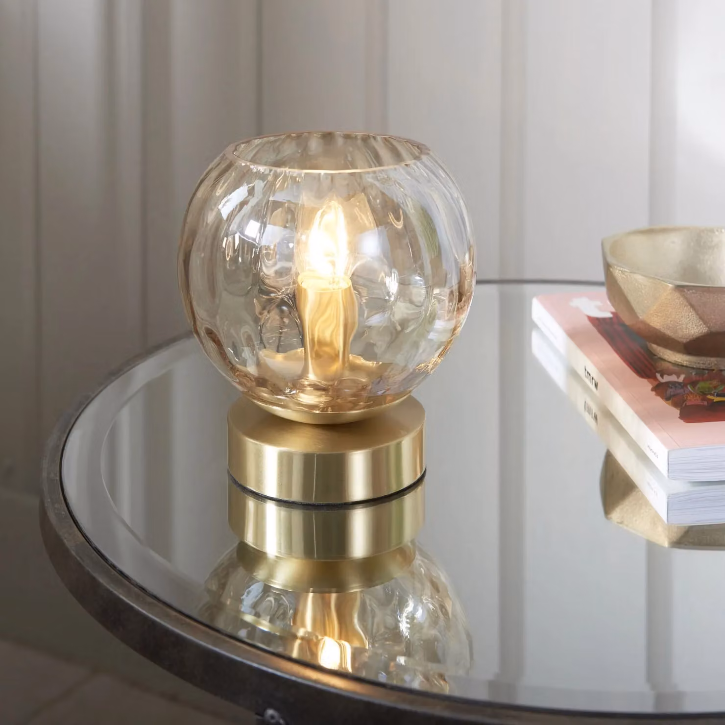 Loops Table Lamp in Gold and Transparent Glass – 2