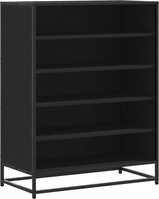 Berkfield Home Modern Black Shoe Cabinet with Hinged Doors, W/D/H: 75 x 38 x 97.5 cm
