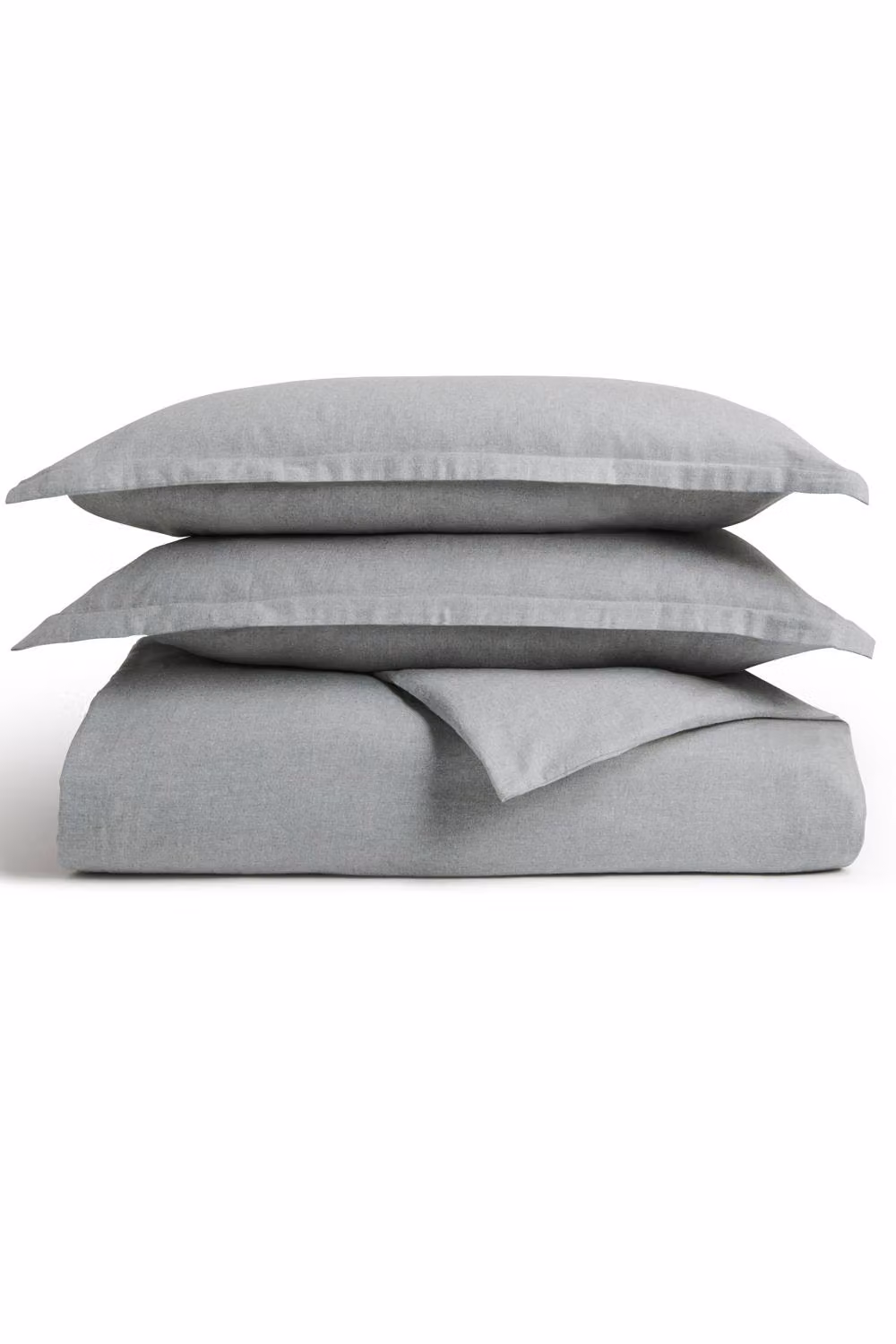 Christy Flannel Marl Brushed Cotton Duvet Cover and Pillowcase Set in Silver Grey, W/D/H: 180 x 200 cm and 50 x 75 cm – 2