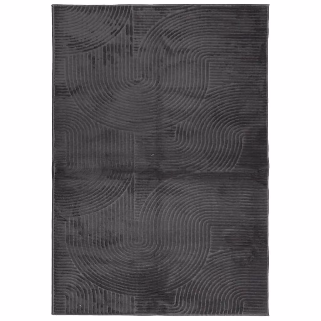 Berkfield Home IZA Short Pile Scandinavian Style Geometric Rug in Anthracite and Black, W/D/H: 140 x 200 cm – 1