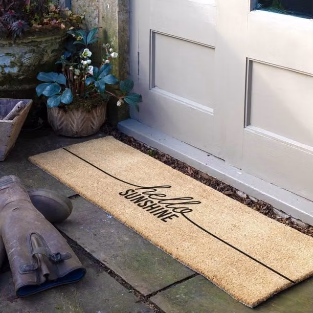 Artsy Mats Hello Sunshine Coir Doormat in Brown, W/D: 120 x 40 cm