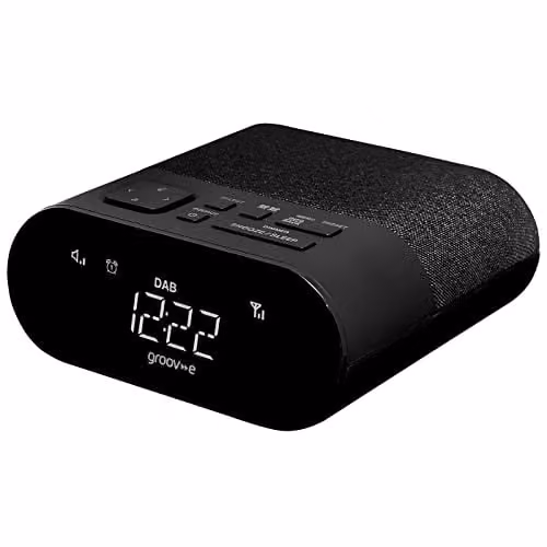 Groov-e Roma DAB and FM Radio Alarm Clock with USB Charging Port - Black