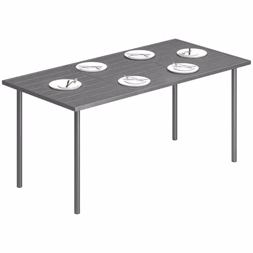 Outsunny Modern Metal Garden Dining Table for 6 Adults, Grey, W: 165 cm, D: 80 cm, H: 74 cm