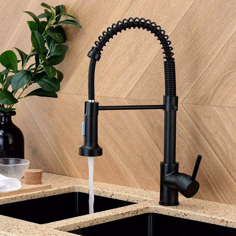 EONLION Monobloc Kitchen Sink Mixer Tap with Pull Out Hose in Matt Black – 3