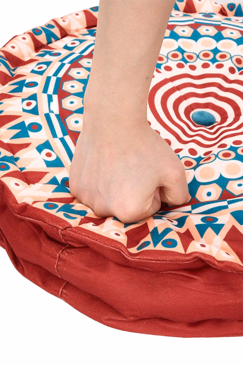 Living and Home Ethnic Geometric Round Tatami Seat Cushion in Red – 8