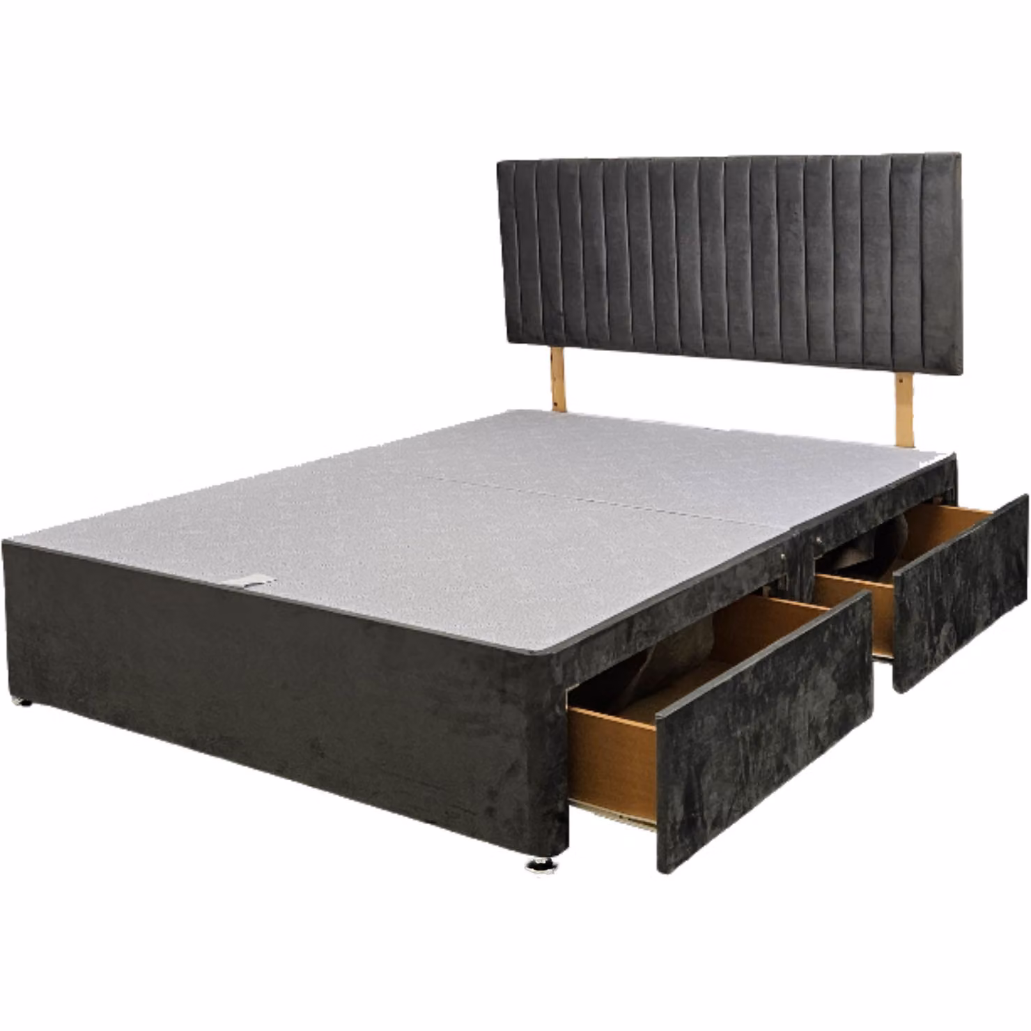Knight Sleep Emily Divan Bed Base with 2 Drawers and Headboard, Charcoal Grey, Superking, W/D/H: 200 x 200 cm – 2
