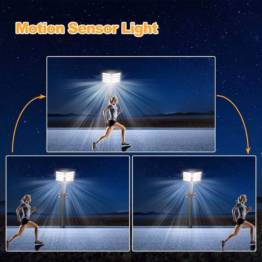 FLAVORA 6000W LED Solar Street Light with PIR Motion Sensor in Black – 3