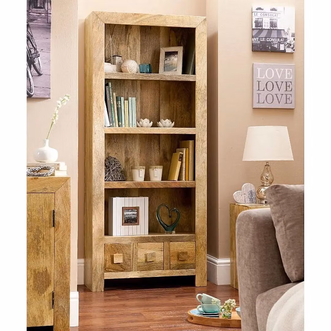 Jaipur Furniture Ltd Large Mango Wood Bookcase in Brown, W75 x D30 x H175 cm – 3