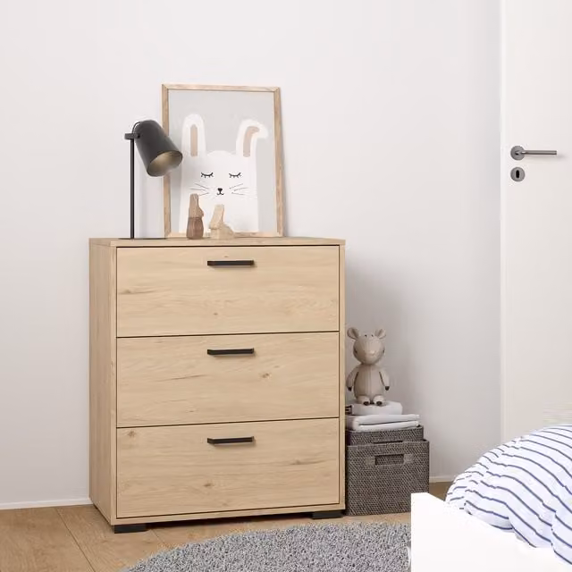 Sofia 3 Drawer Chest in Jackson Hickory Oak Wood