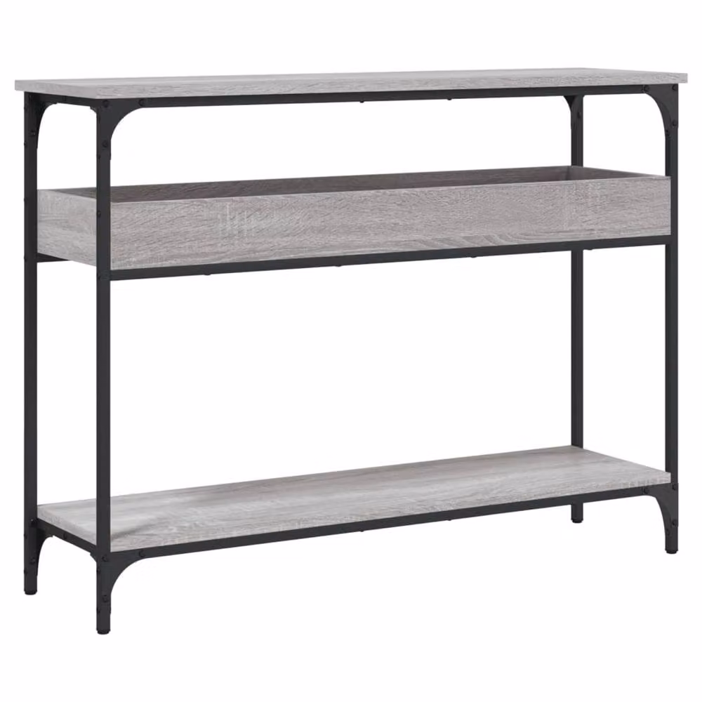 Berkfield Home Decorative Console Table with Shelf, Grey Sonoma, W: 100 cm, D: 29 cm, H: 75 cm – 2