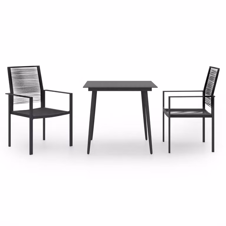 Berkfield Home 3 Piece Modern Garden Dining Set in Black