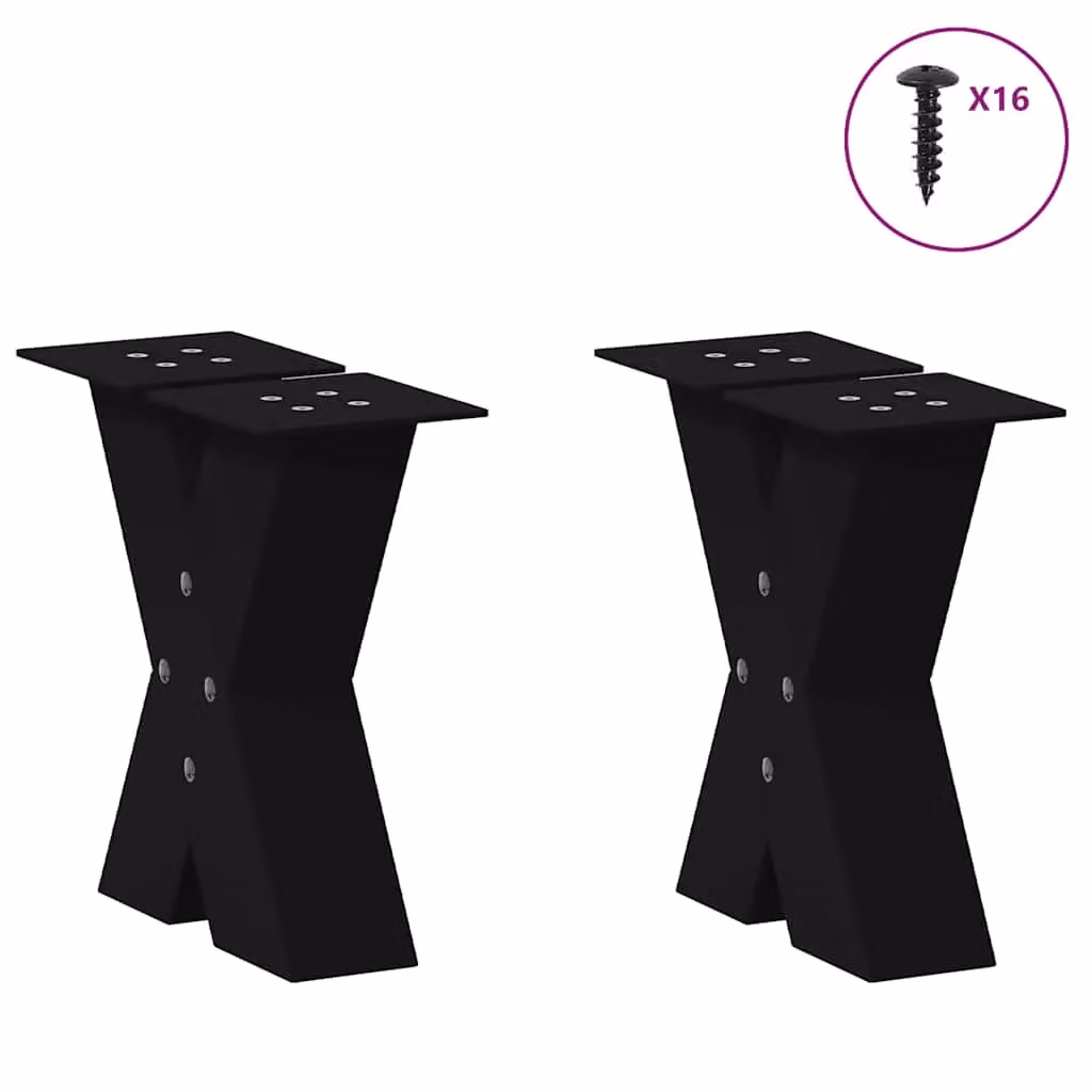 Berkfield Home X-Shaped Coffee Table Legs, 2 Pieces, Black Steel, H: 40 cm, W: 40 cm, D: 30.5 cm – 2