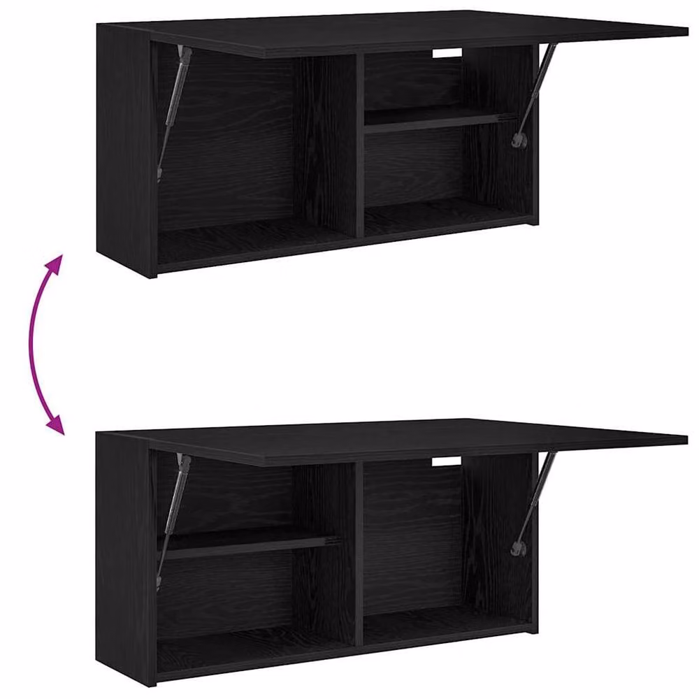 Berkfield Home Black Decorative Bathroom Wall Cabinet W: 80 cm, D: 25 cm, H: 40 cm – 6
