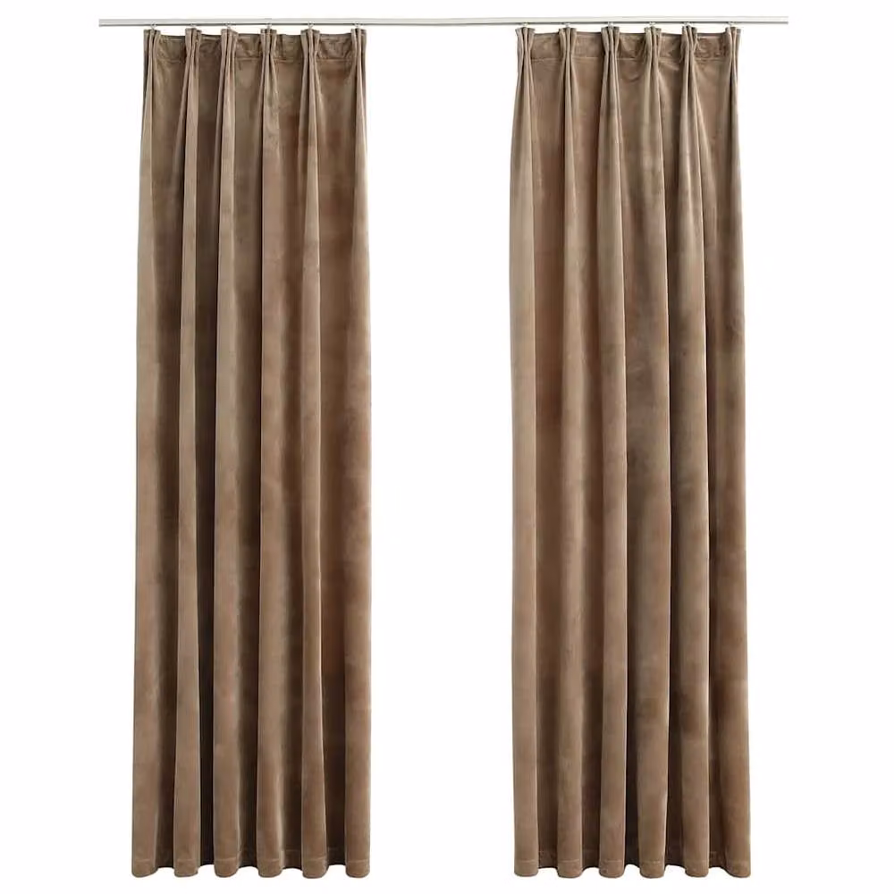 Berkfield Home Elegant Velvet Blackout Curtains, 2 Pack, Beige, W: 140 cm, H: 225 cm – 3