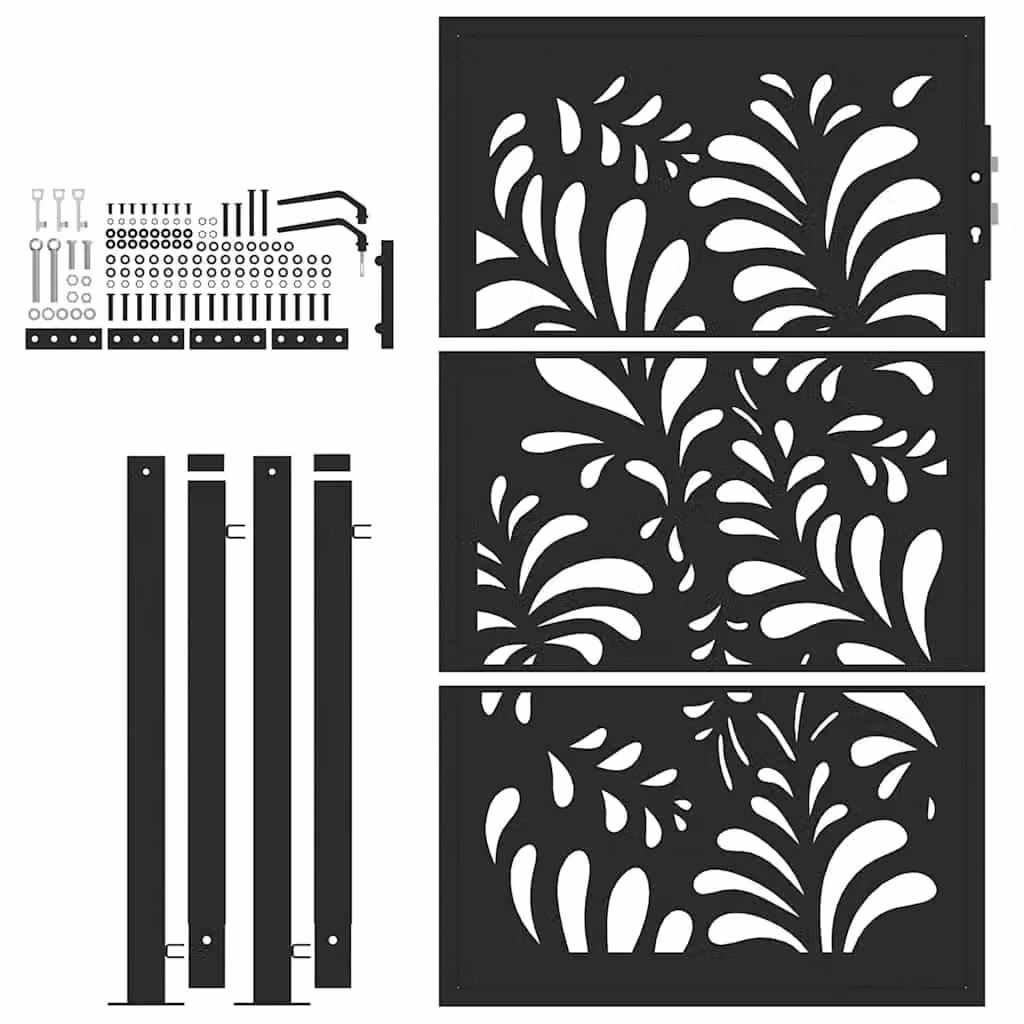 Berkfield Black Steel Wave Design Garden Gate, W: 105 cm, H: 155 cm – 3