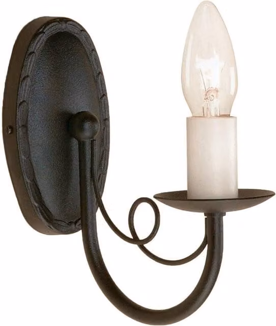 Netlighting Minster Black Metal and Glass Single Light Indoor Candle Wall Light with E14 Socket