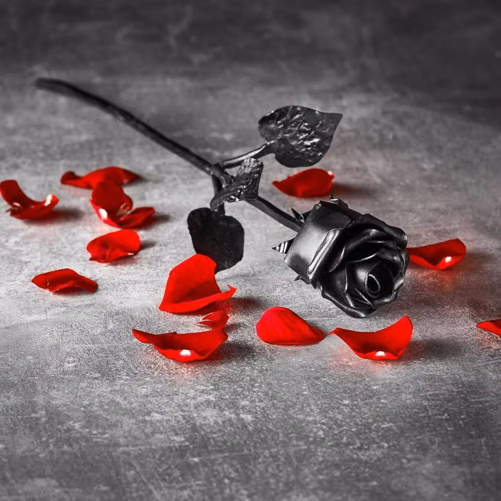 Novecrafto Handcrafted Forged Iron Rose in Black – 4