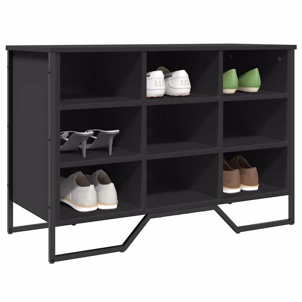 Berkfield Home Black Shoe Cabinet with Internal Flat Shelves, W: 90 cm, D: 38 cm, H: 61.5 cm – 2