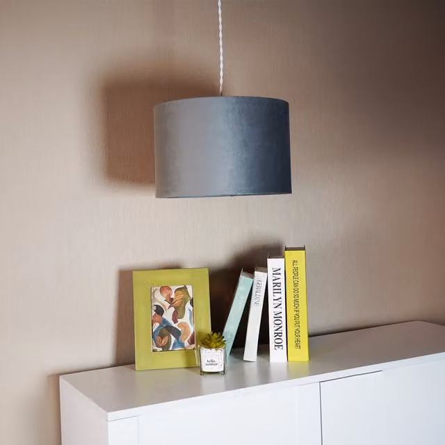 Jonas & James Luxury Round Velvet Fabric Lampshade in Grey