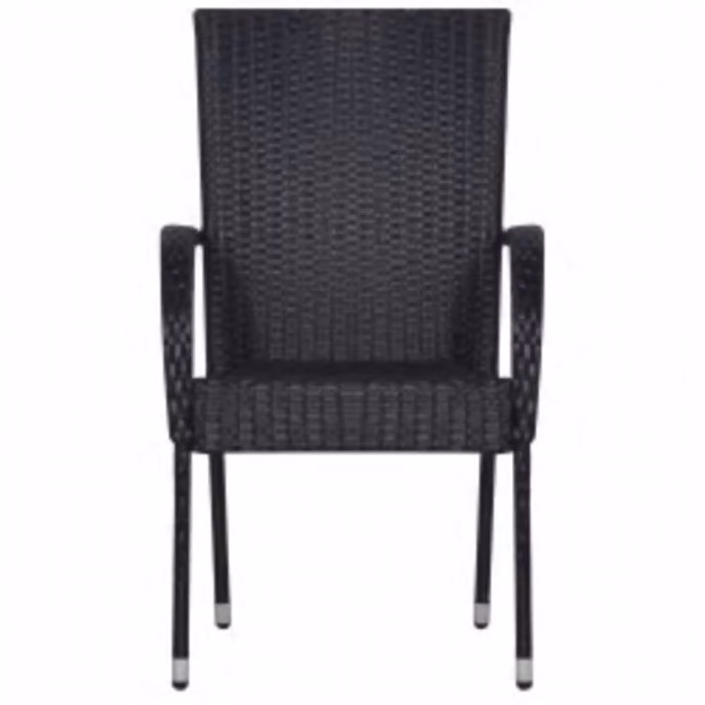 Berkfield Home 7 Piece Outdoor Dining Set in Black Rattan and Metal with Glass Top – 3