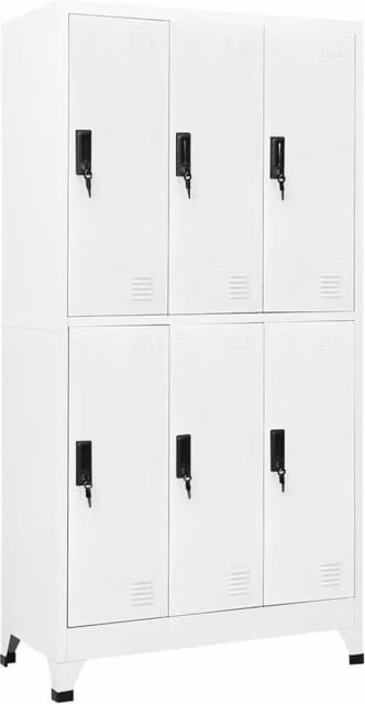 Berkfield Home White Steel Locker Cabinet with Hanging Rod and Lock, W/D/H: 90 x 45 x 180 cm