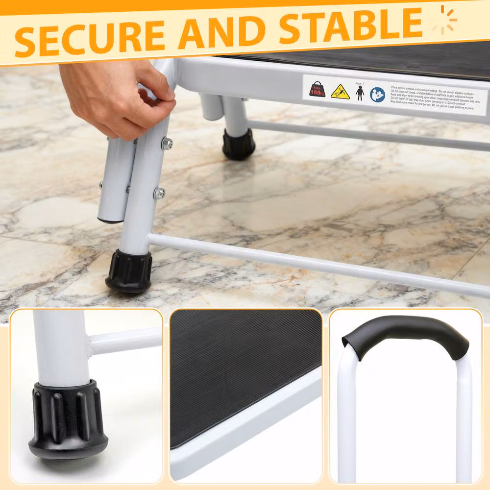 Crystals Non Slip Safety Step Stool Mobility Support Handrail Aid in White – 5
