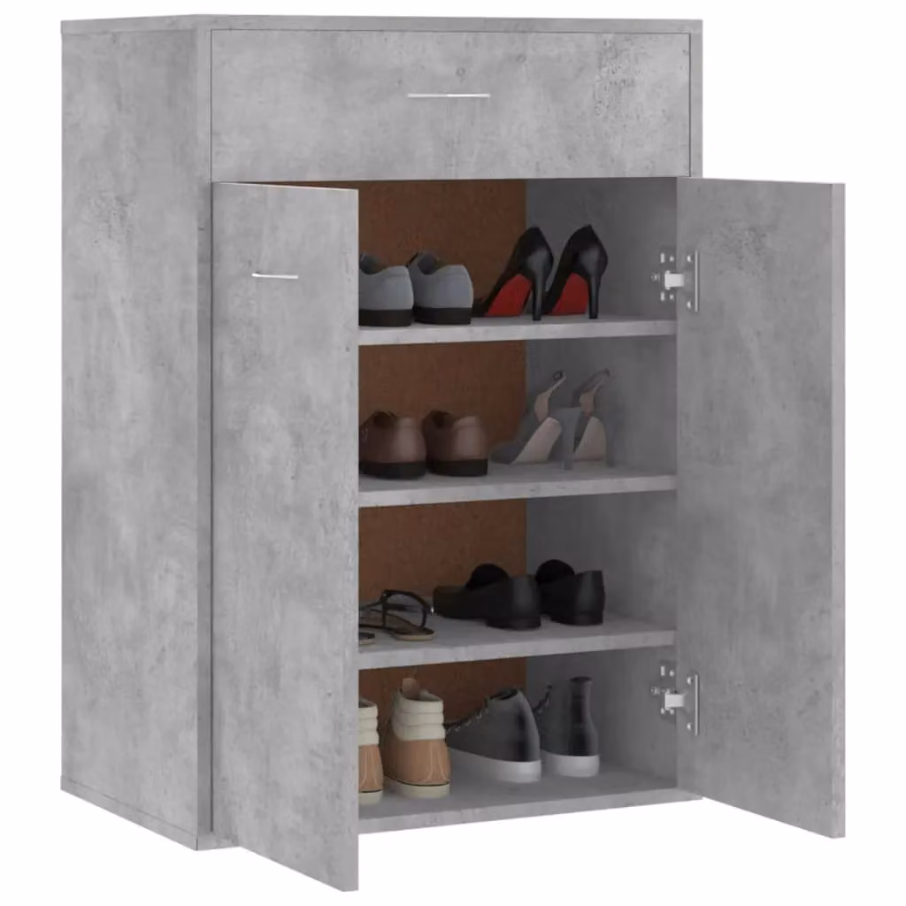Berkfield Home Modern Shoe Cabinet in Concrete Grey, W/D/H: 60 x 35 x 84 cm – 2