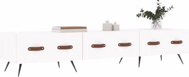 Berkfield Home Mid Century White TV Cabinet in Engineered Wood W/D/H: 150 x 36 x 30 cm