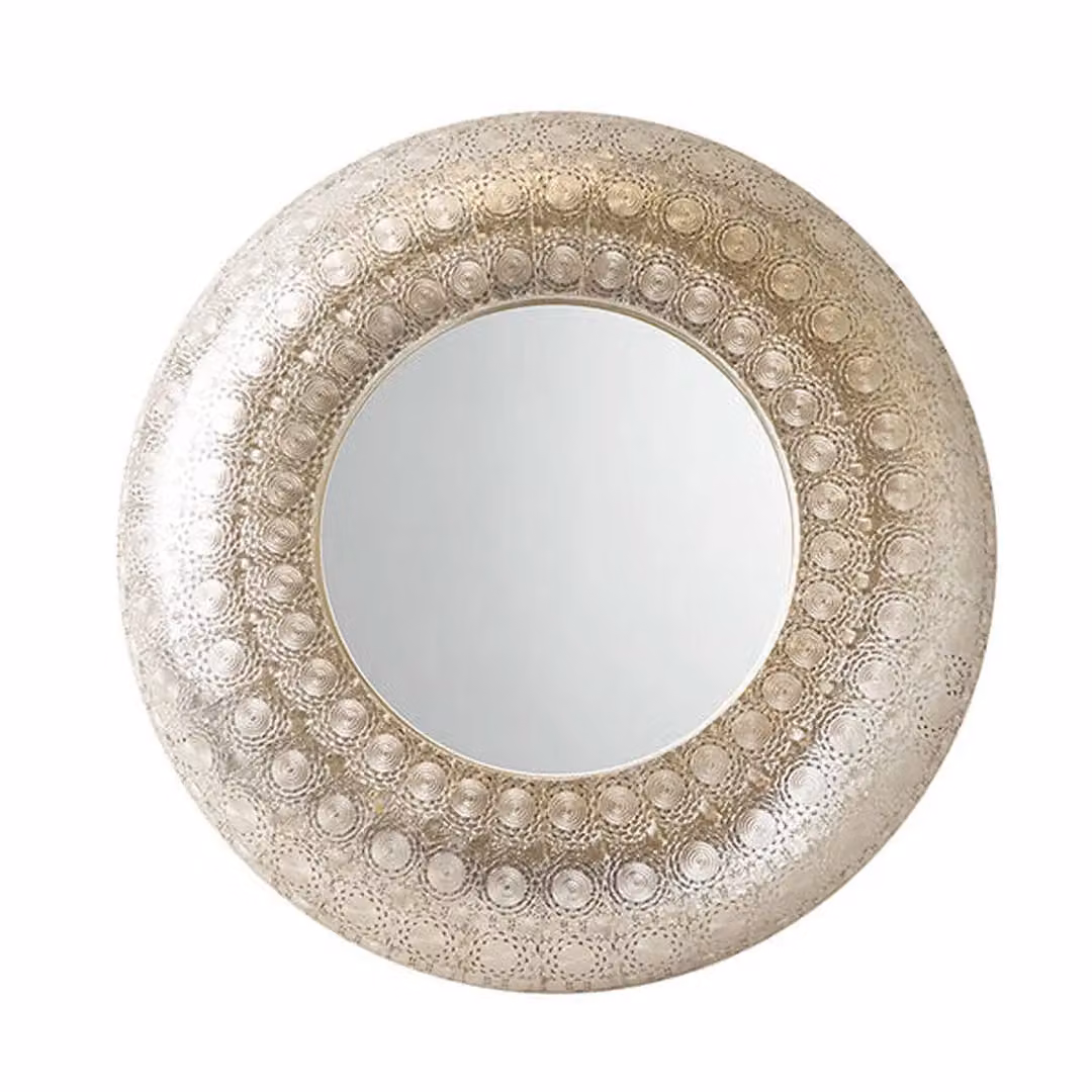 Madison & Mayfair Moroccan Style Round Wall Mirror with Silver Metal Frame – 2