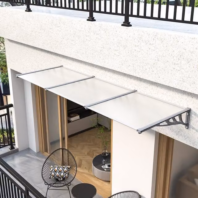Livingandhome Grey Plastic Door Canopy Awning, Width: 270 cm