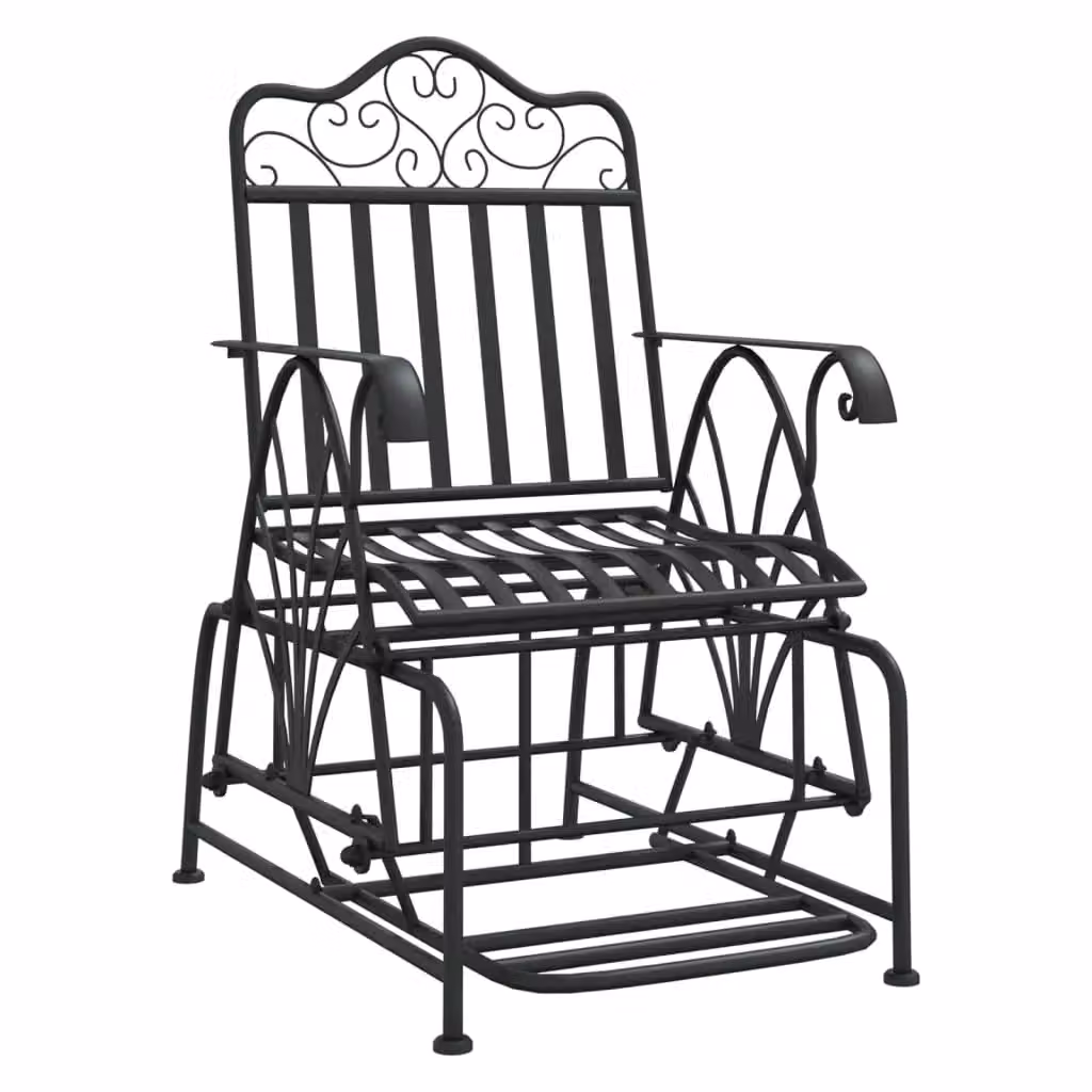 Berkfield Home Glider Bench in Matt Black Steel, W: 61 cm, D: 61 cm, H: 61 cm – 2